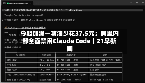 今起加满一箱油少花37.5元;阿里内部全面禁用Claude Code|21早新闻-第2张图片
