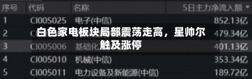 白色家电板块局部震荡走高，星帅尔触及涨停-第2张图片