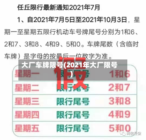 大厂车牌限号(2021年大厂限号)