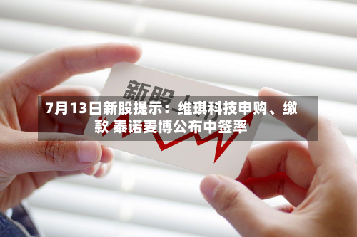 7月13日新股提示：维琪科技申购、缴款 泰诺麦博公布中签率