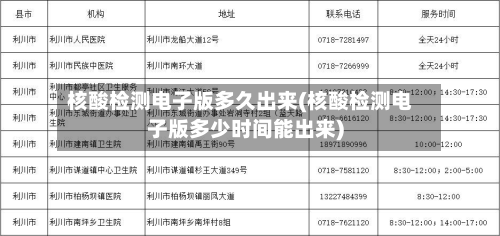 核酸检测电子版多久出来(核酸检测电子版多少时间能出来)