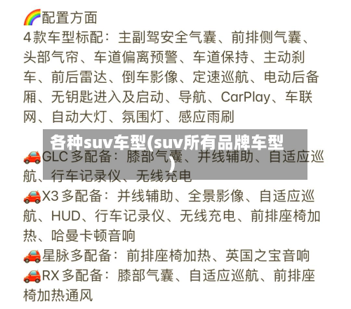 各种suv车型(suv所有品牌车型)