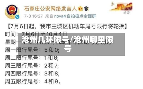 沧州几环限号/沧州哪里限号
