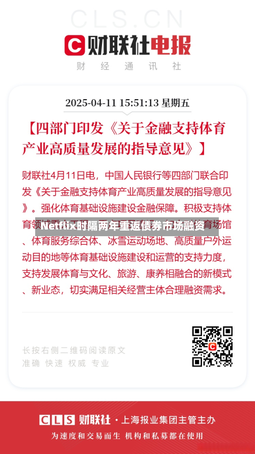 Netflix时隔两年重返债券市场融资