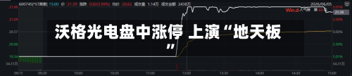 沃格光电盘中涨停 上演“地天板”