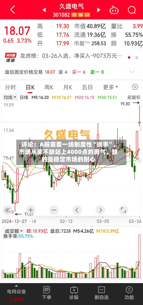 评论：A股需要一场制度性“换手	”，市场从来不缺站上4000点的勇气，缺的是稳定市场的耐心-第1张图片
