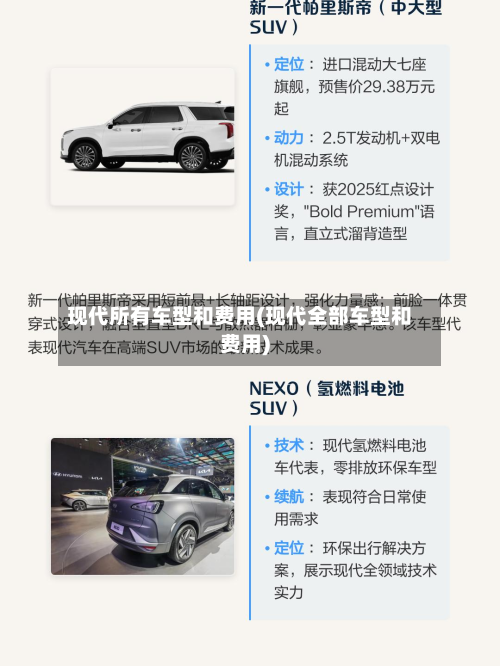 现代所有车型和费用(现代全部车型和费用)
