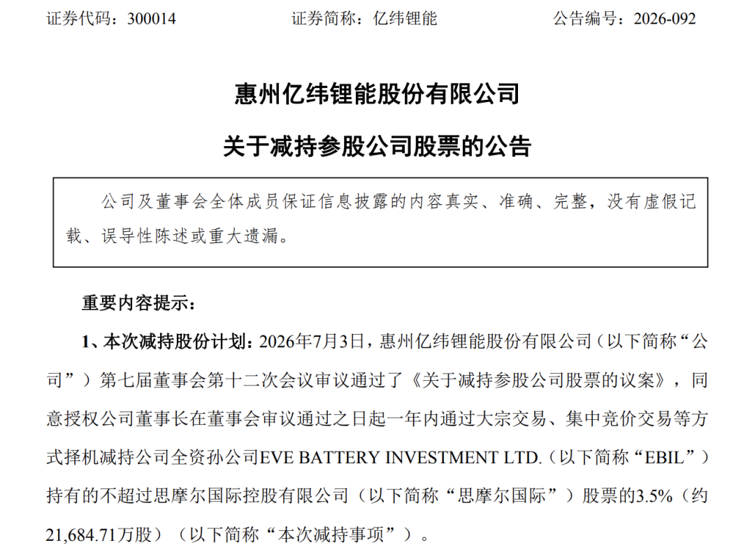 备战新一轮锂电扩产竞争，国轩高科、亿纬锂能“卖股”变现
