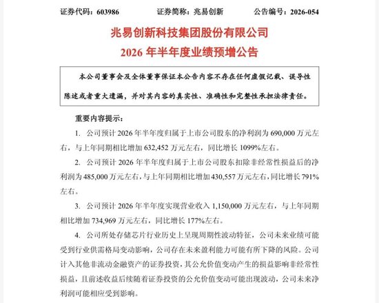 存储“一哥”	，上半年净利预增超10倍，股价提前涨停